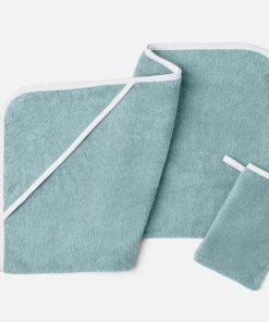 Cloud Loom™ Organic Baby Hooded Towel and Bath Mitt Set