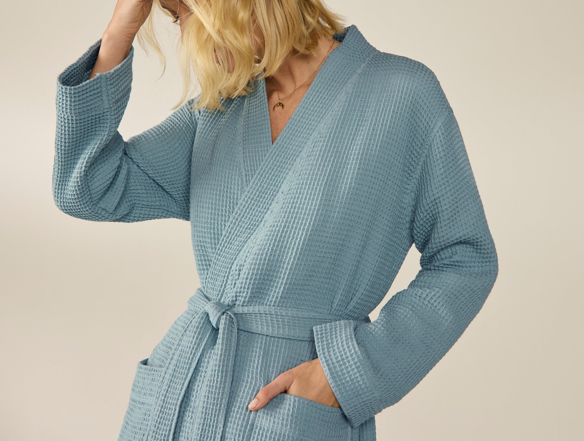 Unisex Organic Waffle Robe - Image 2