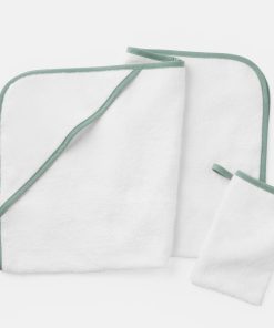 Cloud Loom™ Organic Baby Hooded Towel and Bath Mitt Set